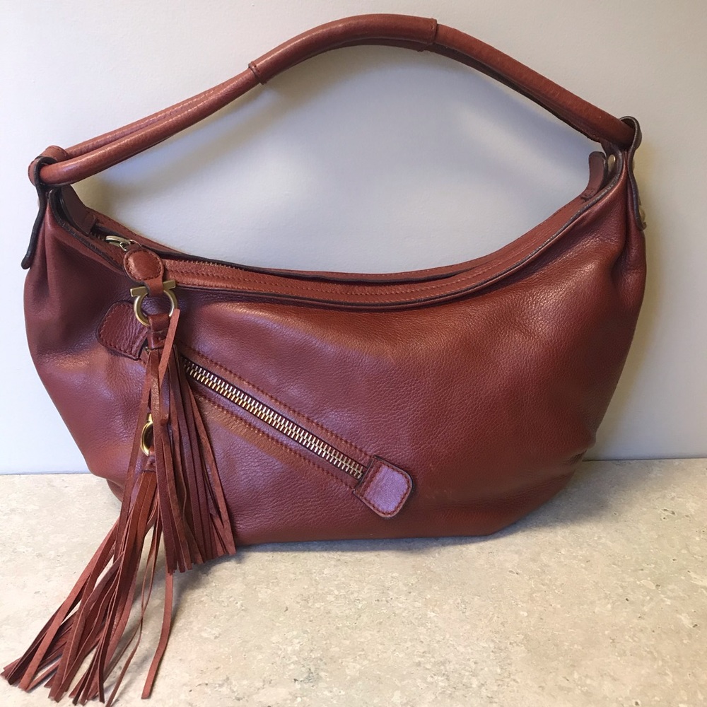 Salvatore Ferragamo Gold Hdw Rust brown Calfskin